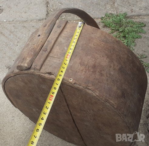 много Стара дървена крина с дръжка, дървена мярка за обем, съд, снимка 10 - Антикварни и старинни предмети - 30159222