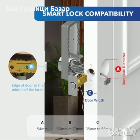 Нова Смарт брава XFORT за врата Пръстов отпечатък и кодово отключване, снимка 3 - Други стоки за дома - 50033694