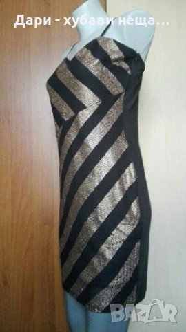 Луксозна двупластова френска рокля в черно и златисто👗🌹M/L👗🌹арт.022, снимка 2 - Рокли - 33214899