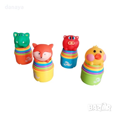 4393 Детски конструктор Кула от чашки с животинче, снимка 3 - Конструктори - 43904982