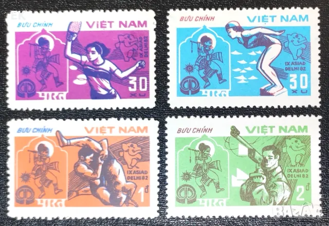Виетнам, 1982 г. - пълна серия чисти марки, спорт, 5*8, снимка 1