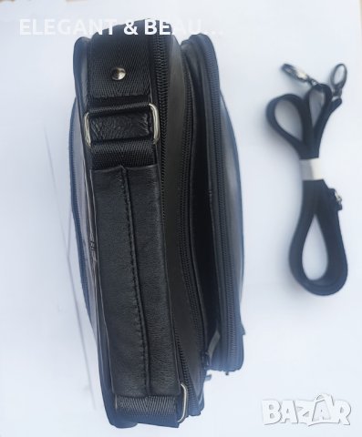 Голяма мъжка кожена чанта от естествена кожа за таблет и  смартфон   с ципове и джобове, снимка 3 - Чанти - 40789881
