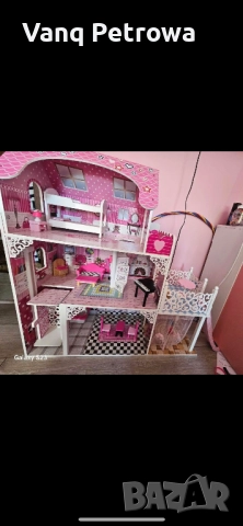 Детска дървена къща за кукли 