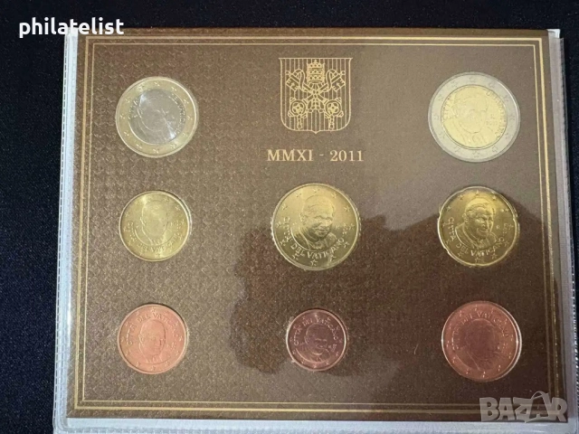 Ватикана 2011 г. - комплектен сет от 1 цент до 2 евро BU, снимка 2 - Нумизматика и бонистика - 52002861