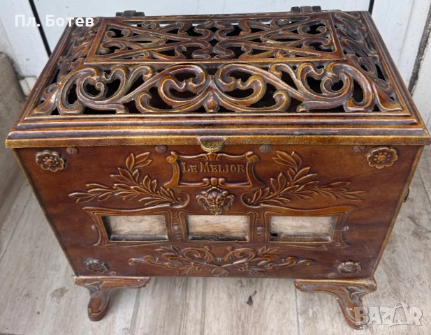 Стара кахлена - емайлирана печка, снимка 2 - Антикварни и старинни предмети - 52663974