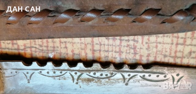 Стар кован нож с кожена кания, снимка 3 - Ножове - 34766688