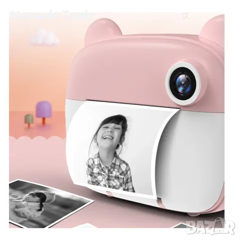 Детски фотоапарат+принтер Mercado Trade, Розов, снимка 5 - Образователни игри - 48324574