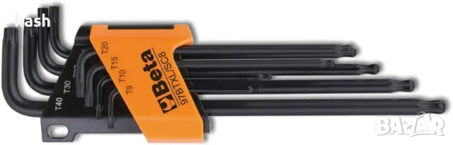 Комлпект ключове Г-образни TORX с обла глава (8 бр) дълга серия, 97BTXL/SC8, Beta Tools