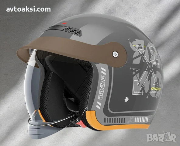 Каска за Мотор/Скутер/АТВ/Тротинетка Бежаво/Сиво, снимка 5 - Аксесоари и консумативи - 53437080