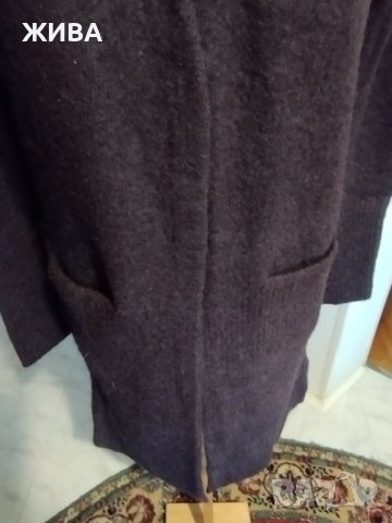 Кафява дълга дамска жилетка от мохер и вълна, снимка 3 - Жилетки - 43996843