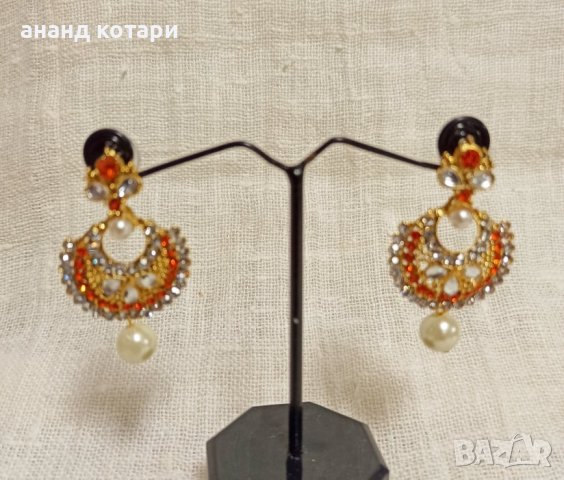 Индийски обеци с перли малки М15, снимка 2 - Обеци - 38678833