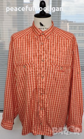 SCHOFFEL Enzo Men`s Orange/Beige Checked Long Sleeve Outdoor  Shirt - мъжка  риза с дълъг ръкав 2XL