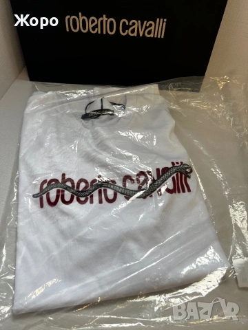 Оригинална Roberto Cavalli Бяла Тениска Snake Logo – Размер L , снимка 4 - Тениски - 53508001