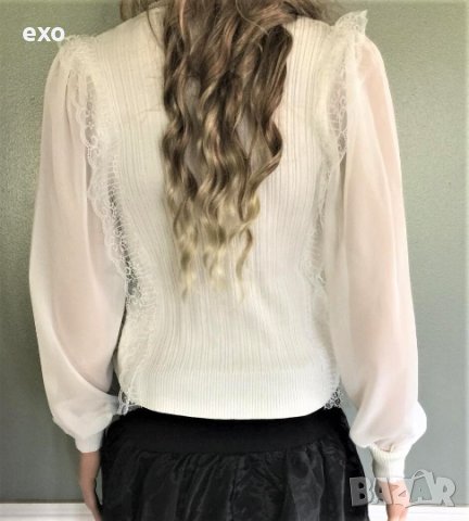 Бяла блузка, Фина бяла жилетка, Бял топ, снимка 3 - Блузи с дълъг ръкав и пуловери - 42998705