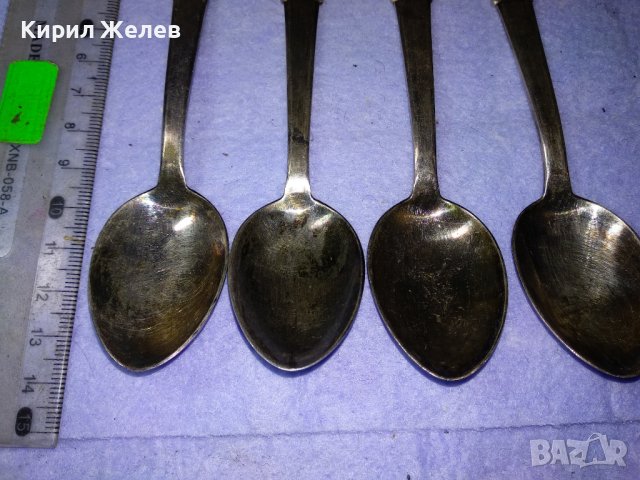 ЛОТ ЧЕТИРИ СТАРИ СССР ОРНАМЕНТИРАНИ РУСКИ ДЕБЕЛО ПОСРЕБРЕНИ ЛЪЖИЦИ БЯЛ БРОНЗ с МАРКИРОВКА 42102, снимка 16 - Прибори за хранене, готвене и сервиране - 43805325