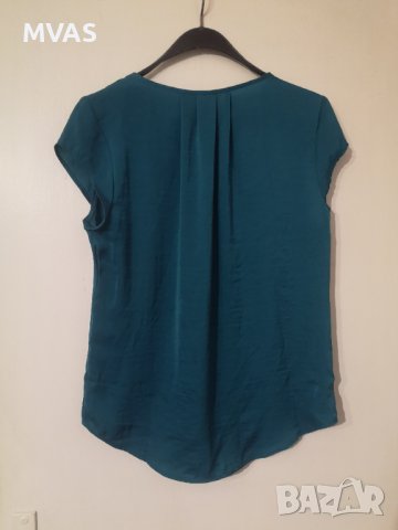 Блуза H&M тъмно зелена с деколте S размер , снимка 2 - Корсети, бюстиета, топове - 36993165