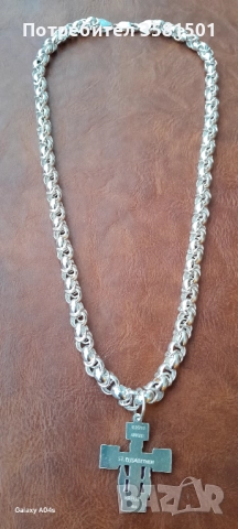 165/Сребърен Синджир със Кръст-90грама.🇧🇬, снимка 2 - Колиета, медальони, синджири - 52587719