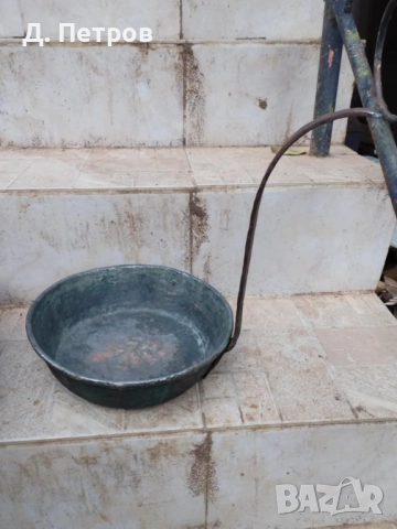 Стар меден тиган и медна тава с дръжки, снимка 7 - Антикварни и старинни предмети - 52237797