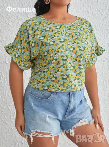 Супер Сладка Блузка на Жълти Цветчета / Розички , снимка 3 - Тениски - 50207338