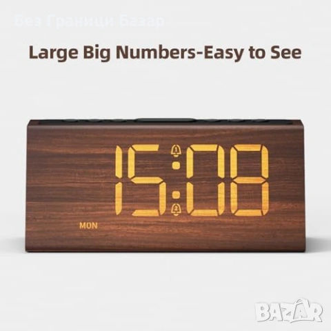 Нов Будилник с две аларми, USB зареждане и регулиране на звук за дом стая, снимка 3 - Друга електроника - 53156560