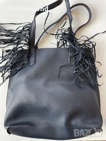 Кожена дамска чанта (тъмно синьо), снимка 2 - Чанти - 49004335