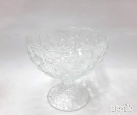 Винтидж тежка стъклена купа със столче(7.2), снимка 1 - Антикварни и старинни предмети - 43984576
