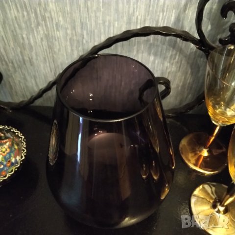 Арт деко фин лилав кристал ваза намалена, снимка 3 - Вази - 37993368