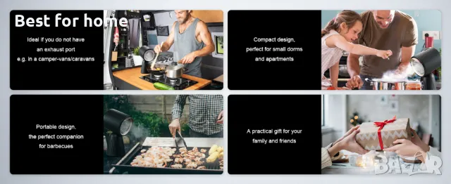 Настолен кухненски аспиратор 180m³/h, 3-скоростен SNDOAS    - За кухни, каравани, кемпери, общежития, снимка 13 - Абсорбатори - 47318397