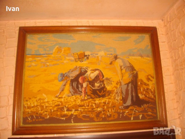 785х575мм-Жълтарките-Френски Голям Гоблен-DMC-Рамкиран-Отличен-Ръчно Нашиван-Класика-Колекционерски, снимка 10 - Гоблени - 37046899