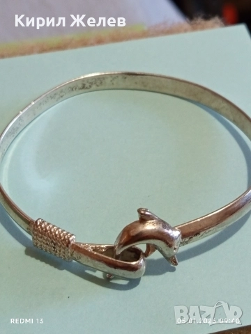 Сребърна гривна с Делфин 🐬 символизира хармония,свобода ювелирна изработка 26364, снимка 4 - Гривни - 52982568