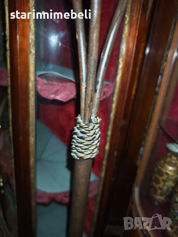 Антикварен лампион с бронзова плетеница, три светлини 180см, снимка 11 - Лампиони - 52917170