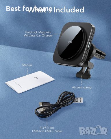 ESR Магнитно безжично зарядно устройство за кола HaloLock, снимка 9 - Зарядни за кола - 40806638