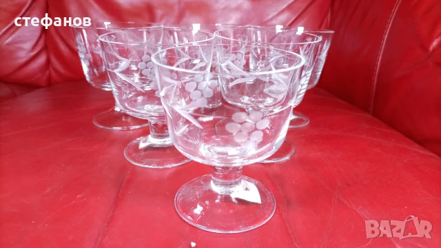 Стилни стъклени чаши, ръчна гравюра, вино, концентрат, мелба, 18.04.2987 г, снимка 3 - Чаши - 51139004