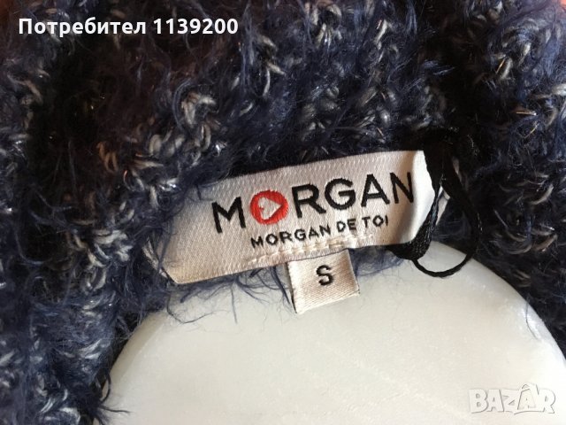 Morgan marine S стилен пухкав мек пуловер с шал яка дълъг ръкав, снимка 5 - Блузи с дълъг ръкав и пуловери - 27273098