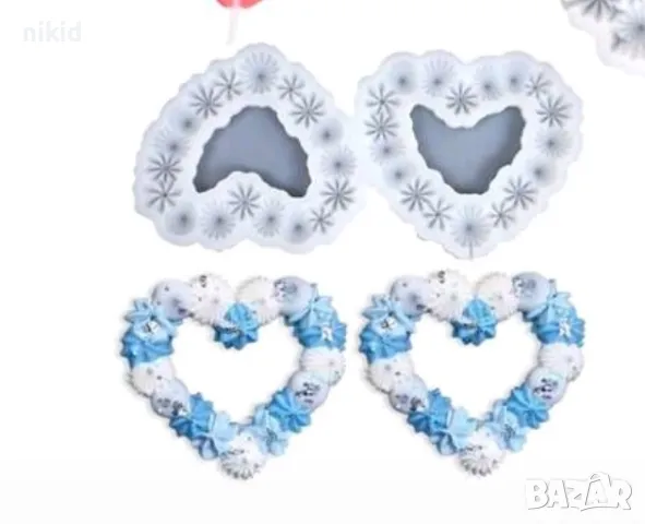 Сърце сърца от целувки рамка силиконов молд форма фондан шоколад смола, снимка 2 - Форми - 49311491