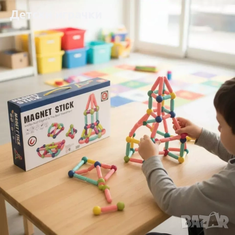 Магнитен конструктор 36ч, Магнитни блокчета, пръчки, магнитни топки за строеж, снимка 3 - Конструктори - 52853330
