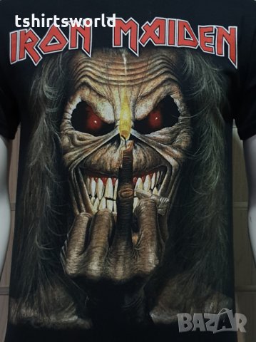Нова мъжка тениска с дигитален печат на музикалната група Iron Maiden- Eddie Candle Finger, снимка 2 - Тениски - 34598668