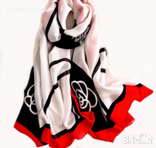 Стилен и красив копринен шал , снимка 6 - Шалове - 41743005