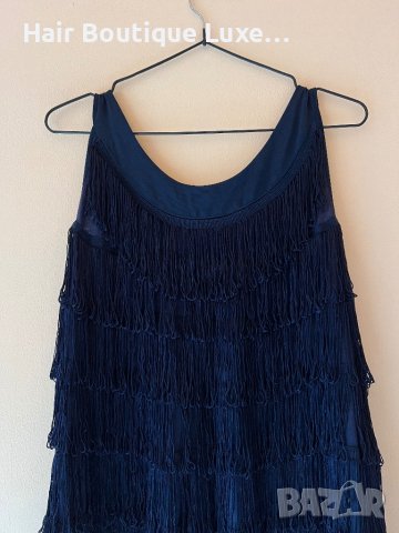 H&M Рокля с ресни в тъмно син цвят L размер  💙, снимка 8 - Рокли - 43980974