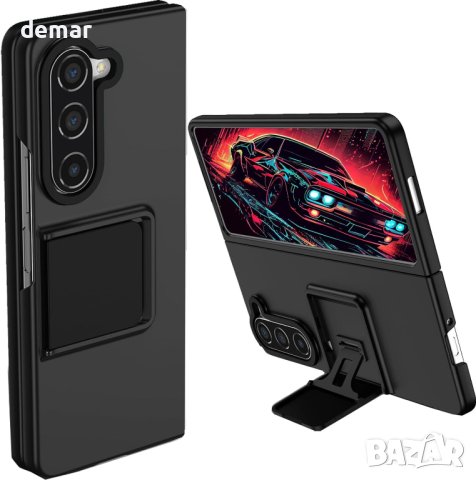 Защитен калъф със стойка за телефон Samsung Galaxy Z Fold5 LT, черен