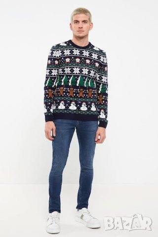 Пуловер коледна шарка, снимка 4 - Блузи с дълъг ръкав и пуловери - 43567915