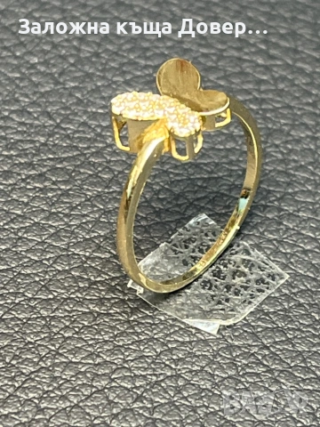 Златен пръстен уникален пеперуда ЧИСТО НОВ Gold prasten zlaten zlato, снимка 3 - Пръстени - 53100617