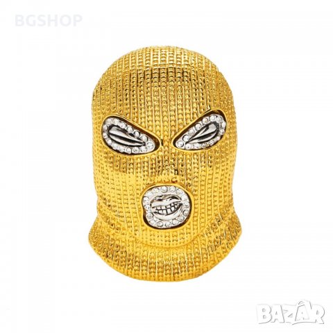 Рапърска Маска Колие - Бижу за Ланец - Златиста , снимка 4 - Колиета, медальони, синджири - 26376061