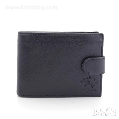 Подаръчен комплект за мъж -Чанта с капак и портфейл от естествена кожа в черно, снимка 4 - Подаръци за мъже - 52414586