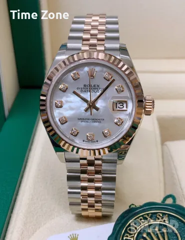 Rolex Datejust 36mm Two-Tone Yellow Gold Green Dial Diamond Automatic Дамски Различни Варианти, снимка 17 - Дамски - 48183096