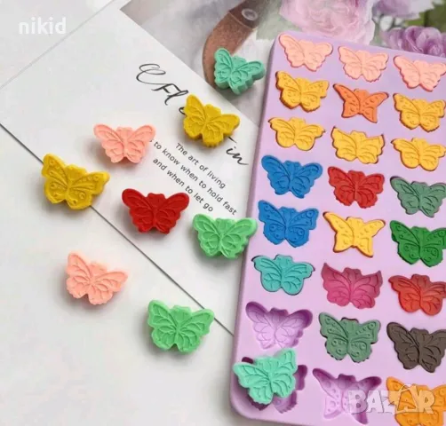 72 пеперуди пеперуда малка малки силиконов молд форма желирани бонбони лед фондан шоколад , снимка 5 - Форми - 48776825