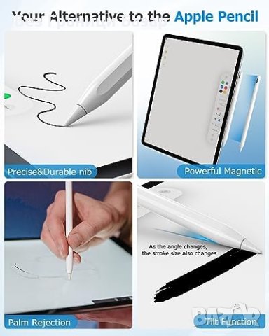 Нов Безжичен Стилус за iPad USB-C Зареждане, Блутут, снимка 4 - Друга електроника - 43557477