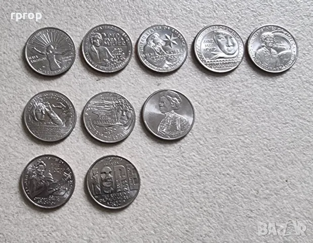 САЩ.1/4 долар.
10 бр.
Серия  известни американски жени за 2022 , 23 и 24  год.