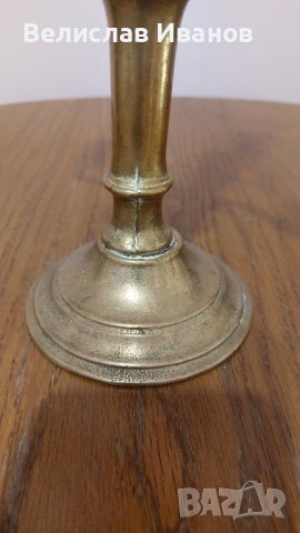Старинен бронзов свещник петица. В отлично състояние., снимка 3 - Антикварни и старинни предмети - 43604120
