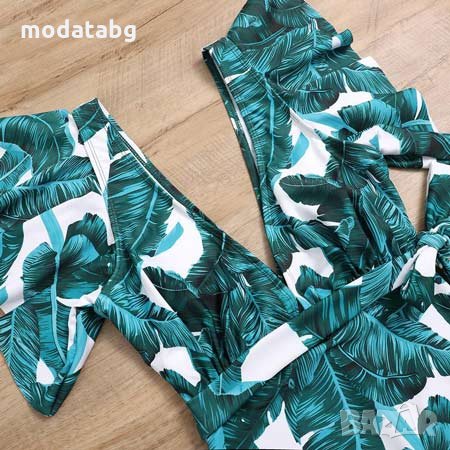 РАЗПРОДАЖБА НА БАНСКИ Цял бански на зелено - бели листа (С,М), снимка 2 - Бански костюми - 33375145